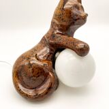 Vintage ceramic cat lamp, 1960s-1970s