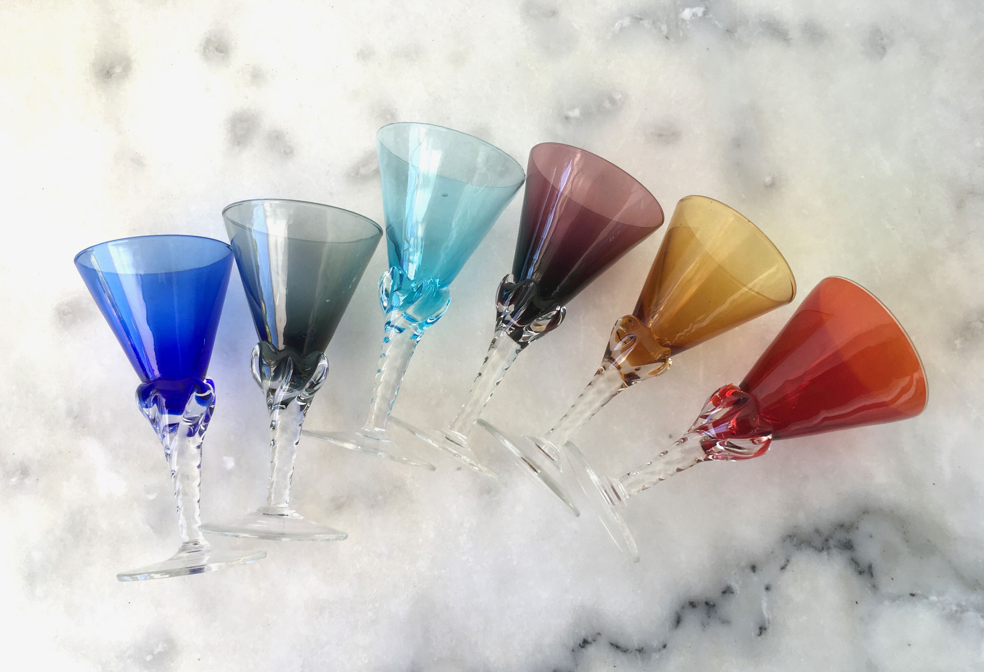 Set of 6 colored alcohol glasses