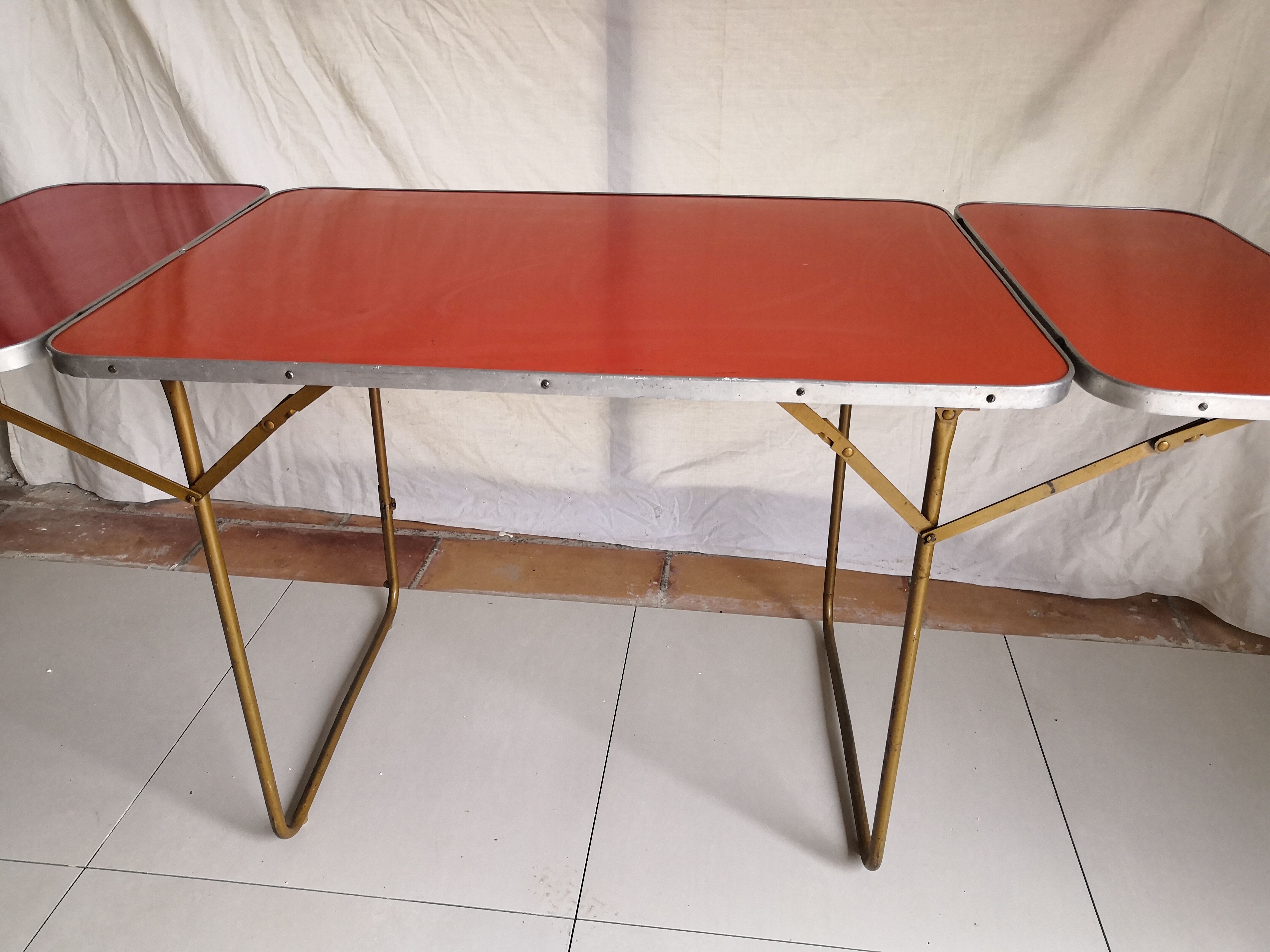 Camping table Lafuma with vintage extensions 60/70s