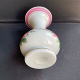 Vase Napoleon III in white opaline with floral decoration with gilding