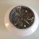 Round ceiling light in white opaline vintage 60s-70s