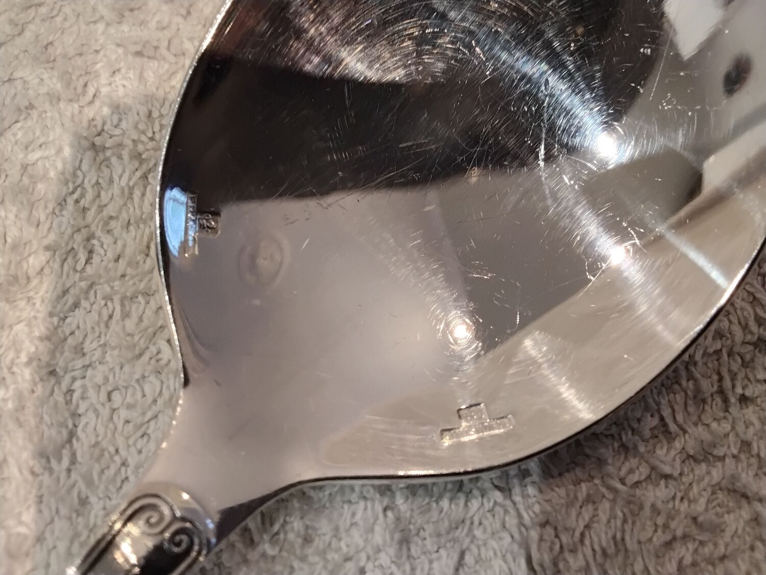 Silver-plated consommé spoon by Christofle Malmaison silversmiths, 16.1cm