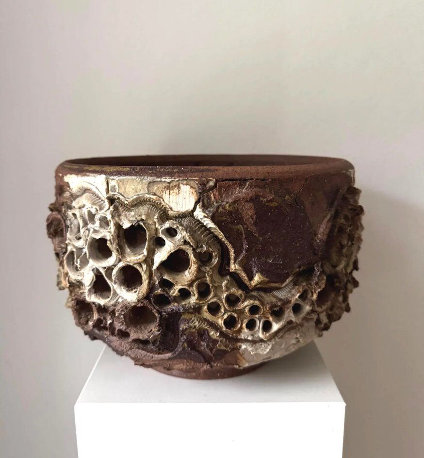 Large Danish Brutalist Stoneware Bowl by Bodil Marie Nielsen, 1970s