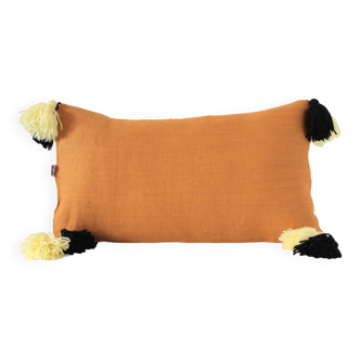Rectangular cushion 100% Wool & Linen Yellow