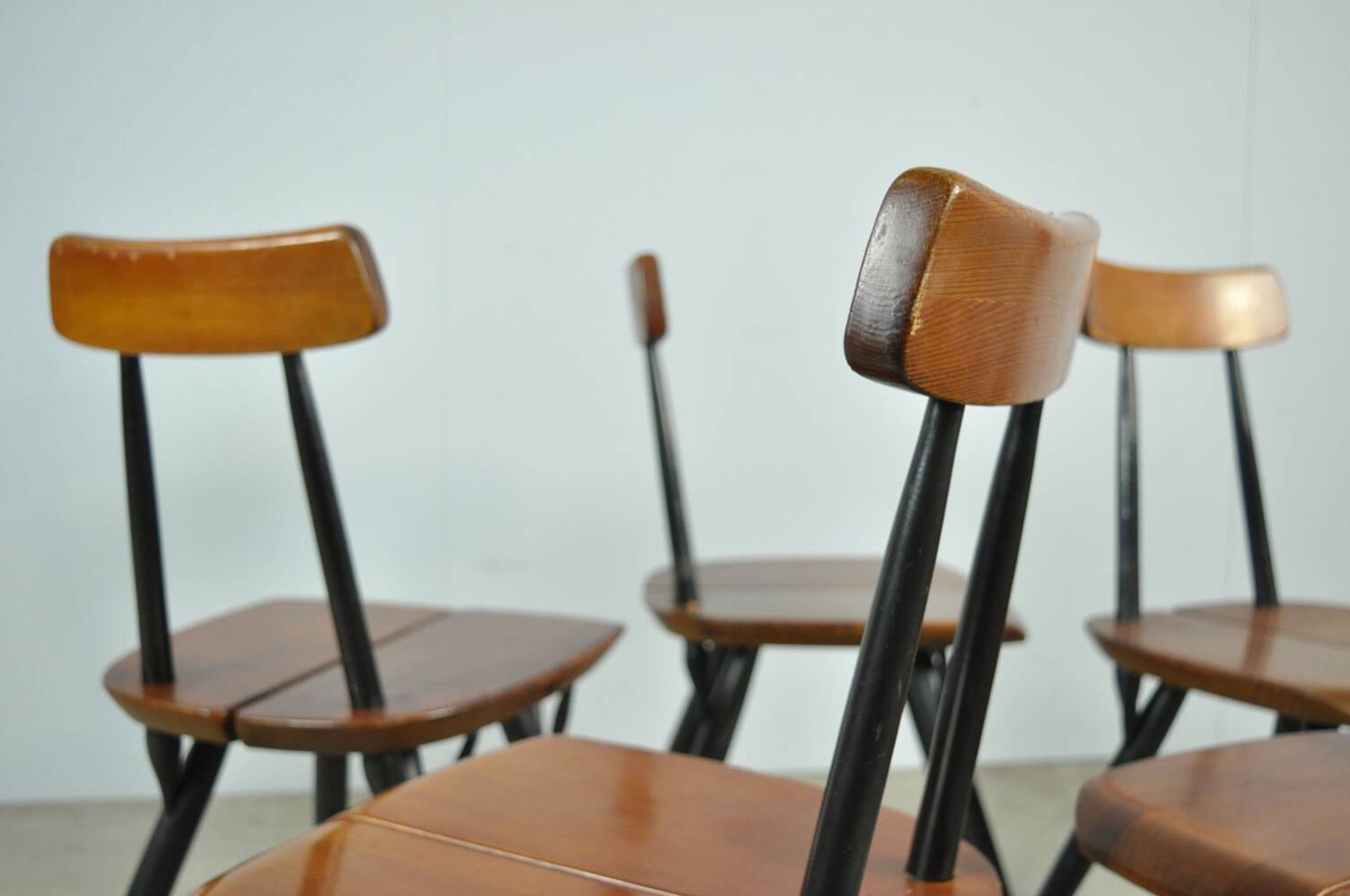 🟡 PIRKKA dining table chairs, Ilmari Tapiovaara, Laukaan Puu, Finland 1950