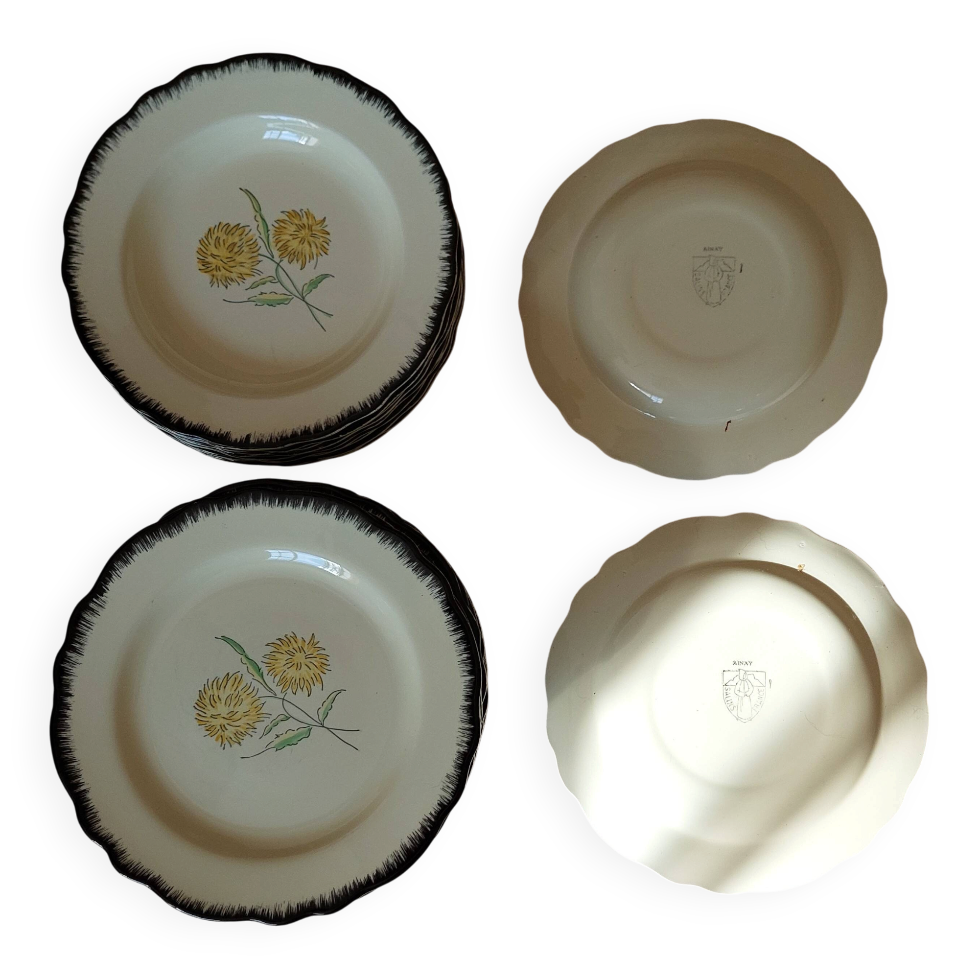 complete service in yellow earthenware Ainay Salin France