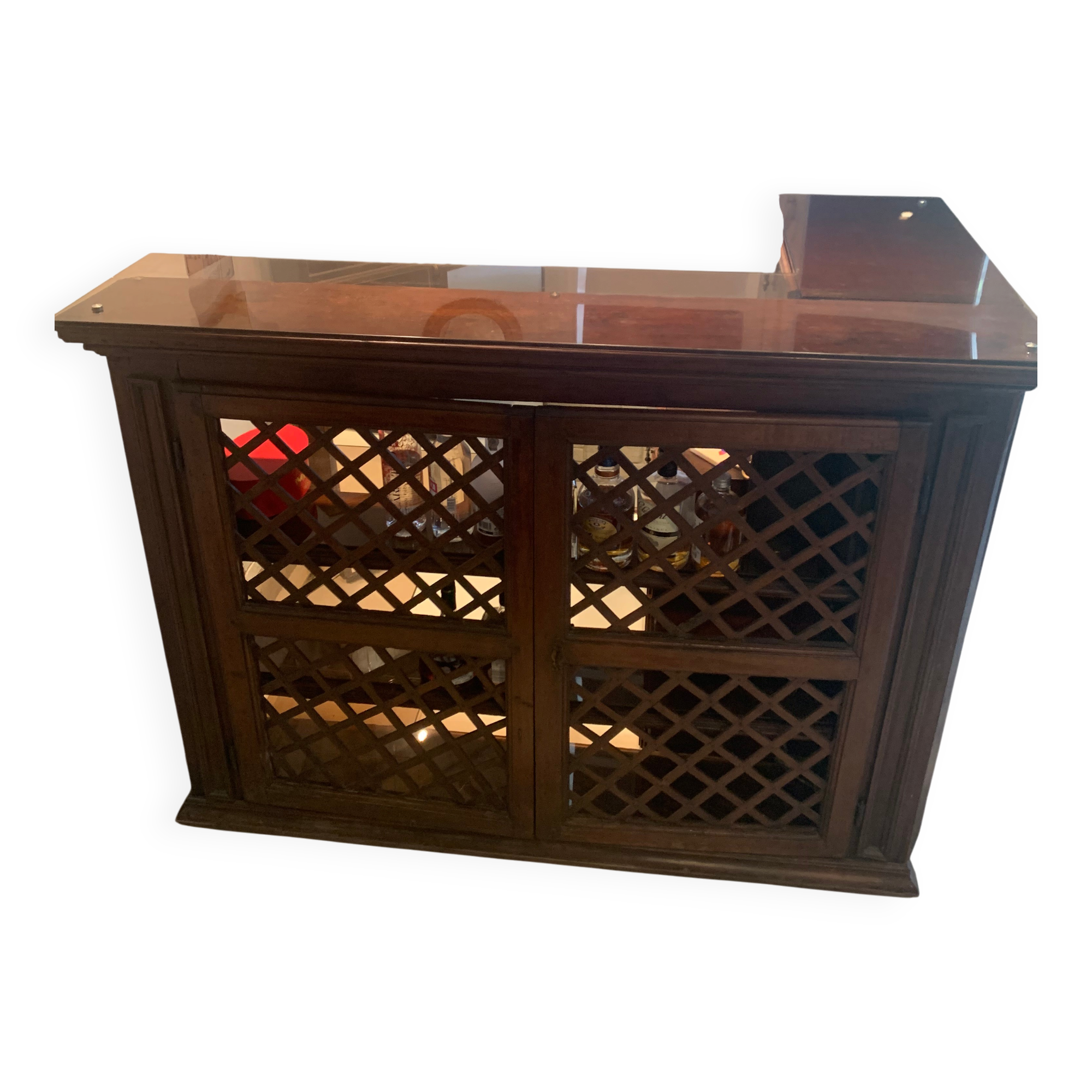 Vintage corner bar with fridge, corner unit/sink