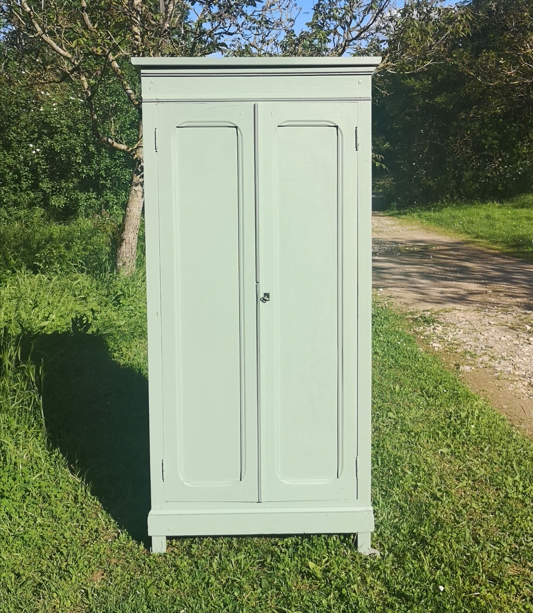 Parisian wardrobe in vintage green wood