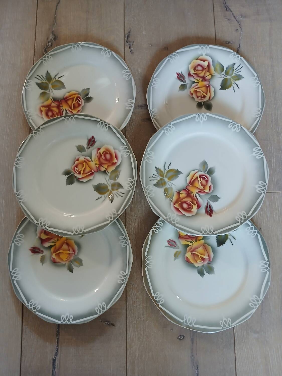 6 Digoin and Sarreguemines dinner plates