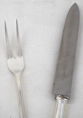 Christofle America, Art Deco, 2-piece silver-plated carving set.