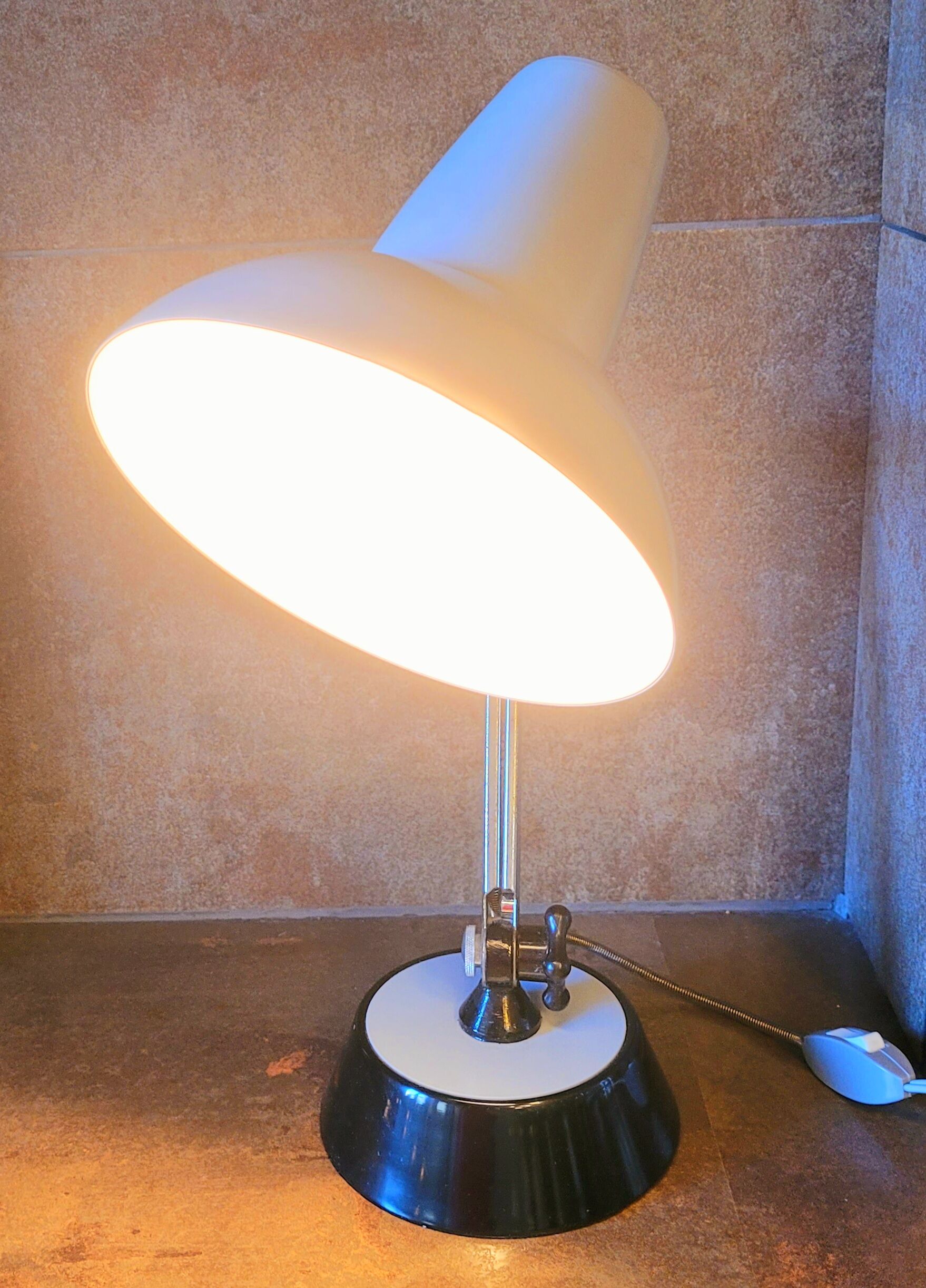 Old gray vintage articulated lamp from the 60s