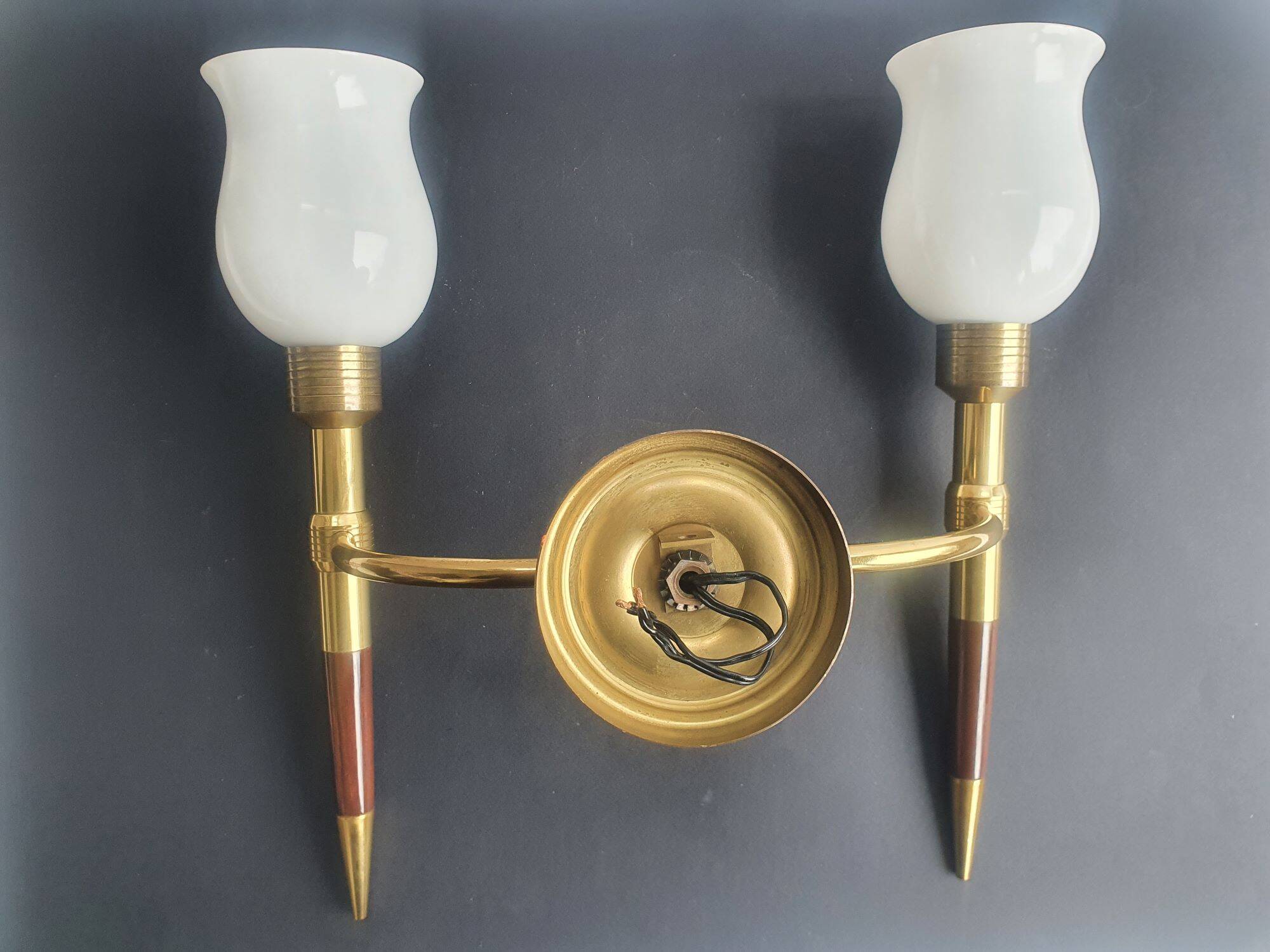 Pair of large torch-style wall sconces from the 1950s