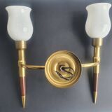 Pair of large torch-style wall sconces from the 1950s
