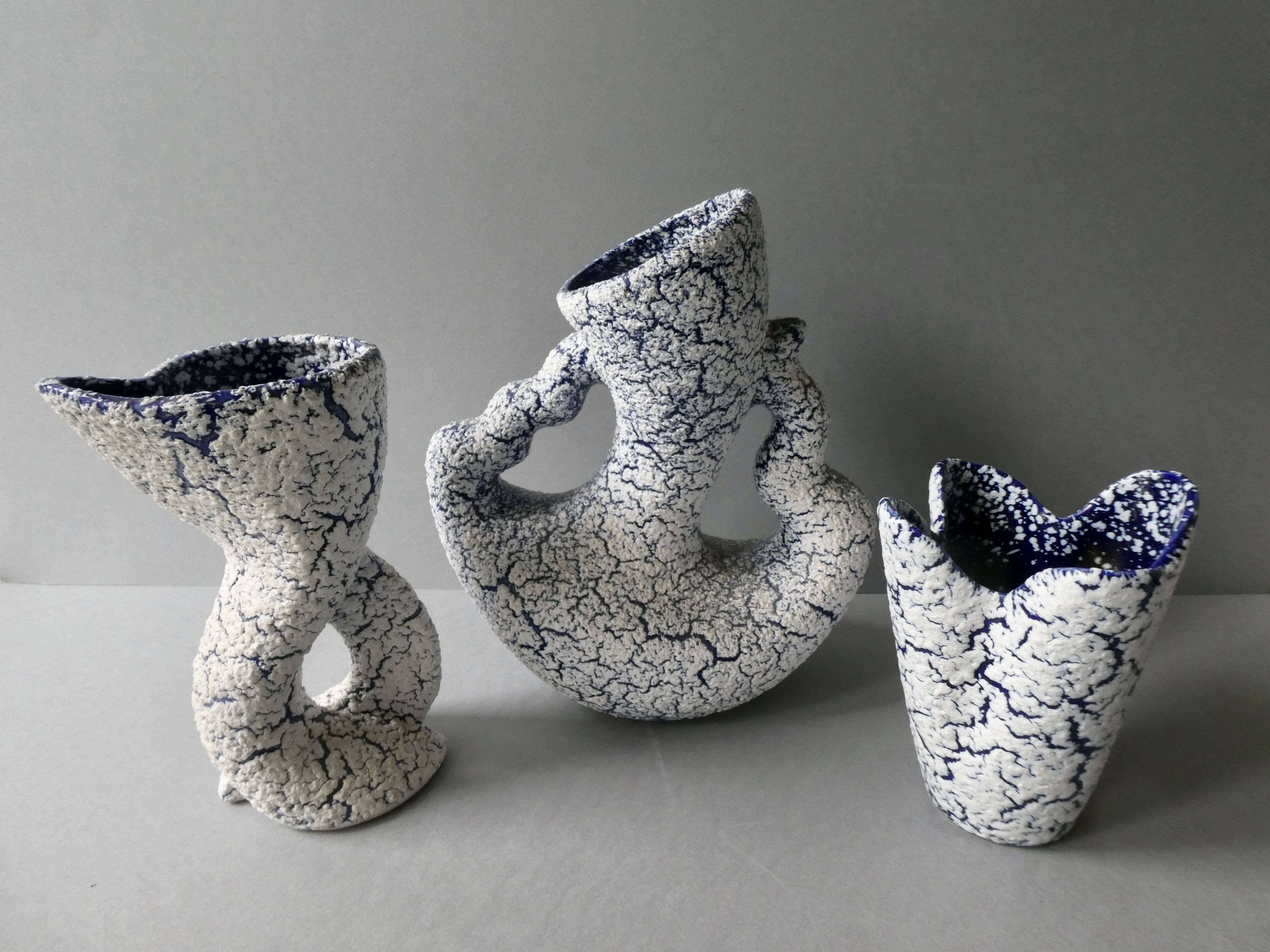 Trio of tense ceramic vases, 70s