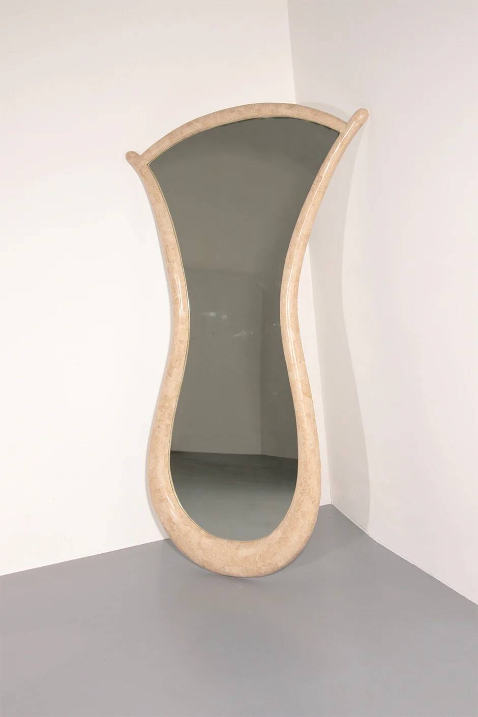 Very large monumental Italian travertine mosaic mirror, circa 1960