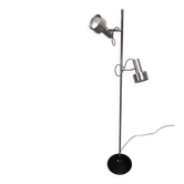 Space age modernist floor lamp with 2 aluminium spots, France circa 1970.