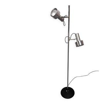 Space age modernist floor lamp with 2 aluminium spots, France circa 1970.