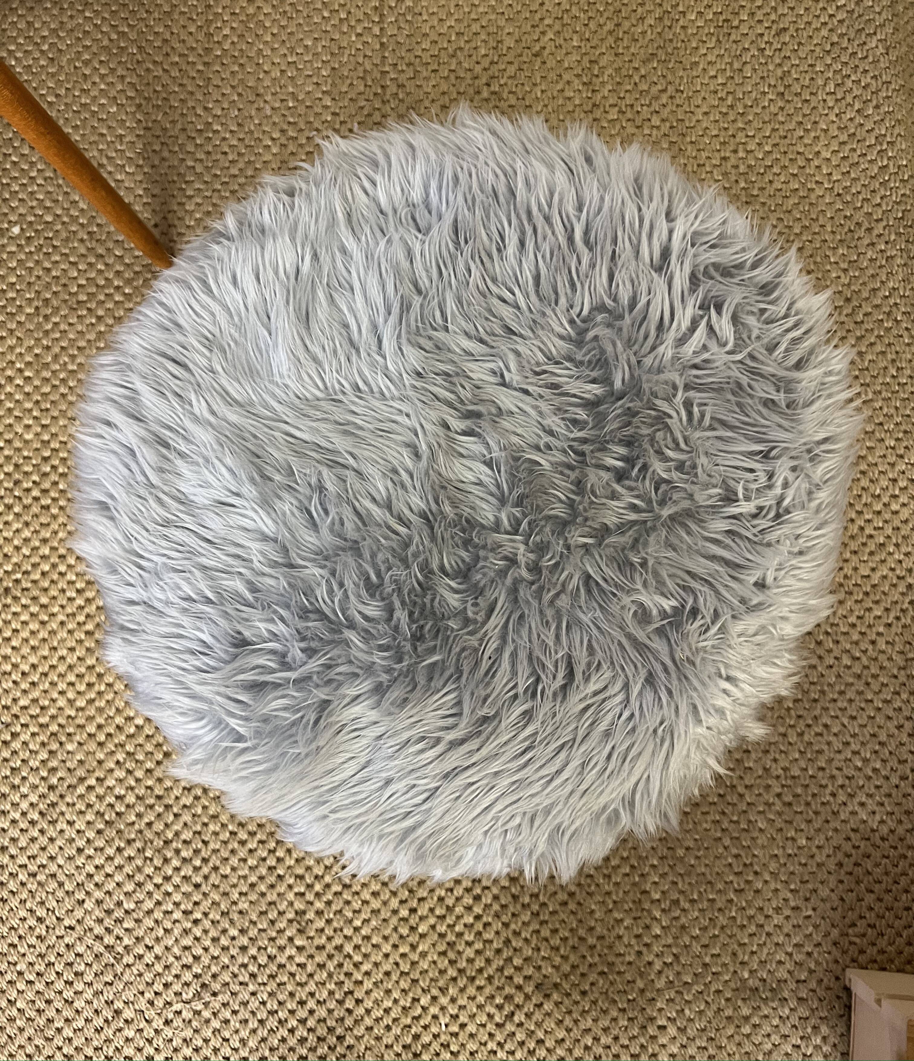 Vintage moumoute armchair and stool