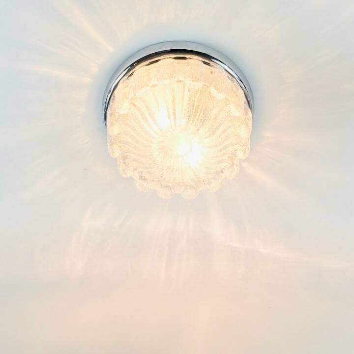 Large Mid Century Flower Shaped Glass Ceiling Light From Limburg, 1970s