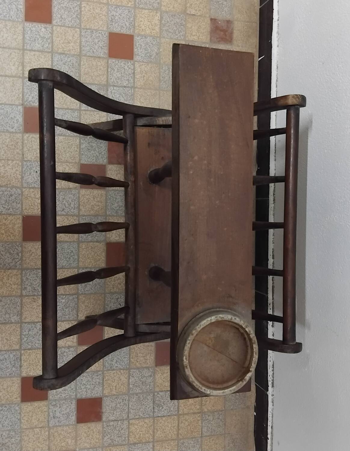 Old vintage wooden magazine rack