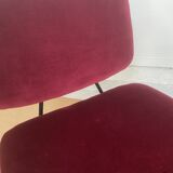 Pair of red velvet armchairs by Pierre Paulin for Thonet.