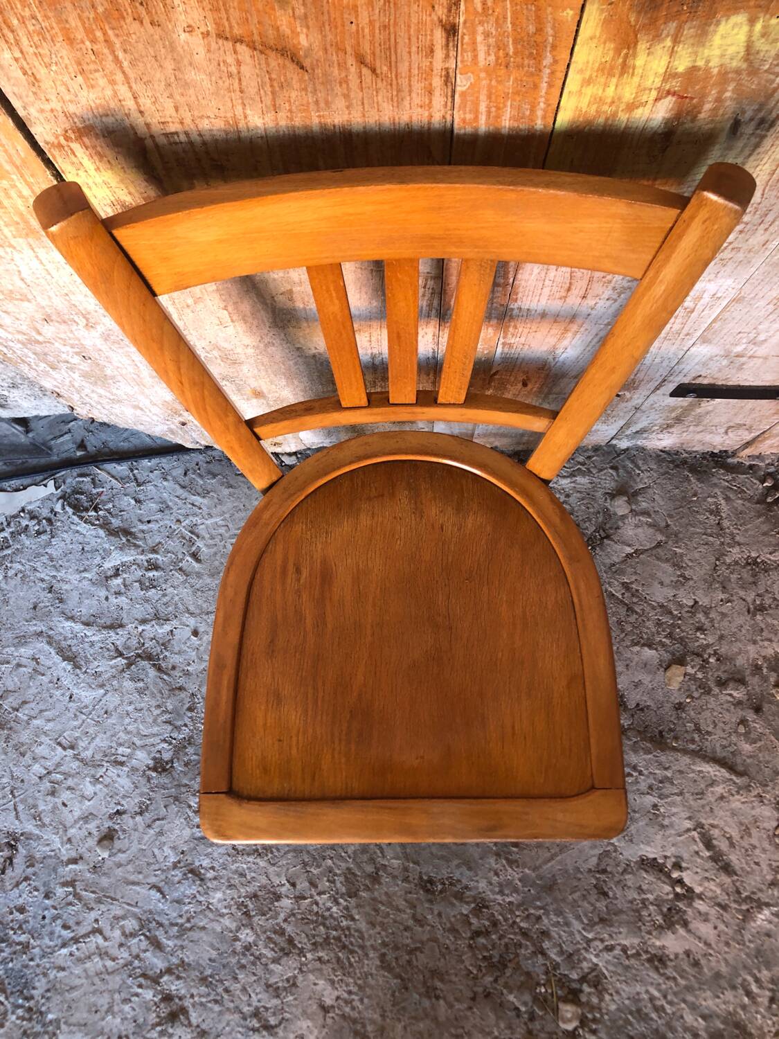 Ancienne chaise bistrot style luterma bois clair vintage #a567