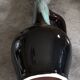 Large vase in glazed ceramic stoneware flamed effect brown and turquoise 35.5 cm