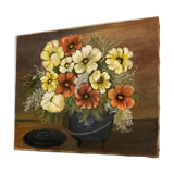 Huile sur toile « bouquet au chaudron »
