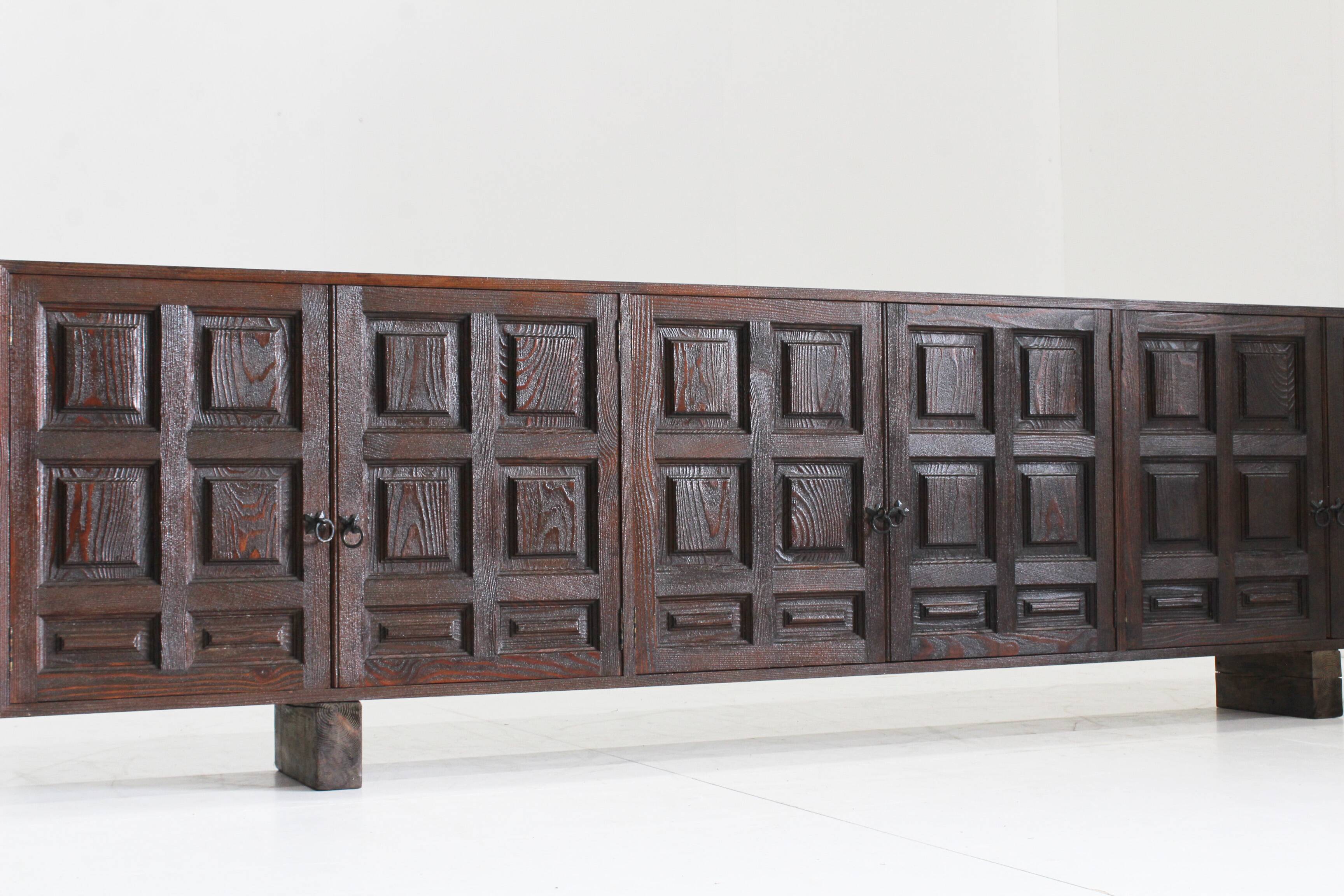 Vintage large Spanish brutalist sideboard 1970s