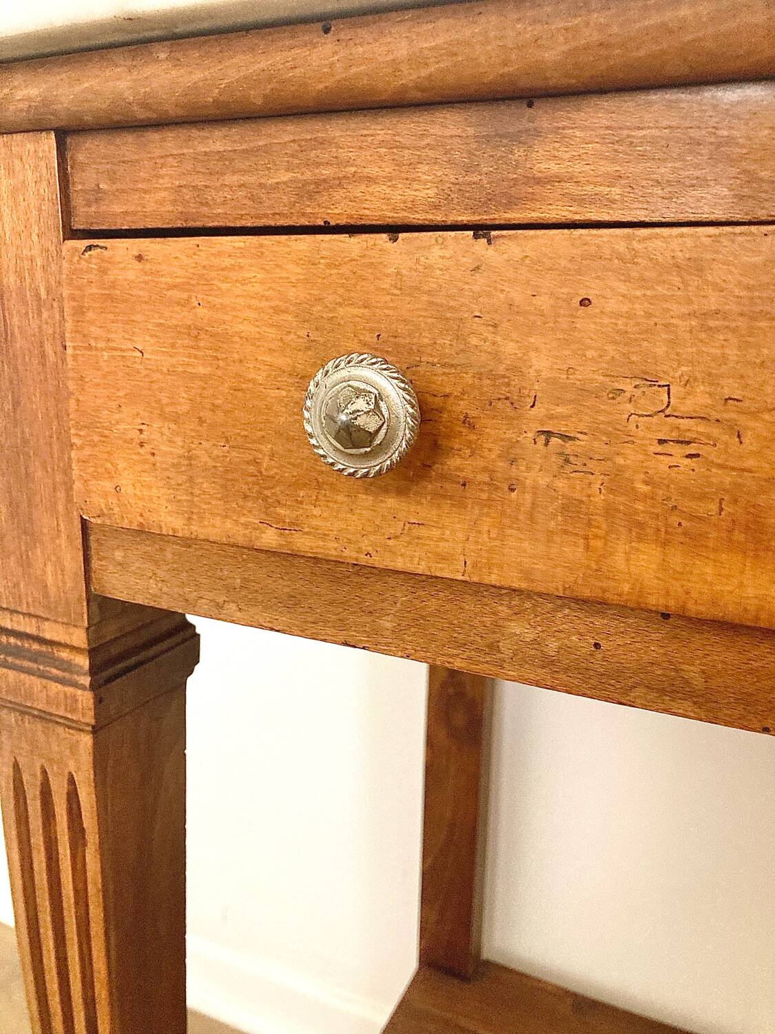 Wooden and marble console table