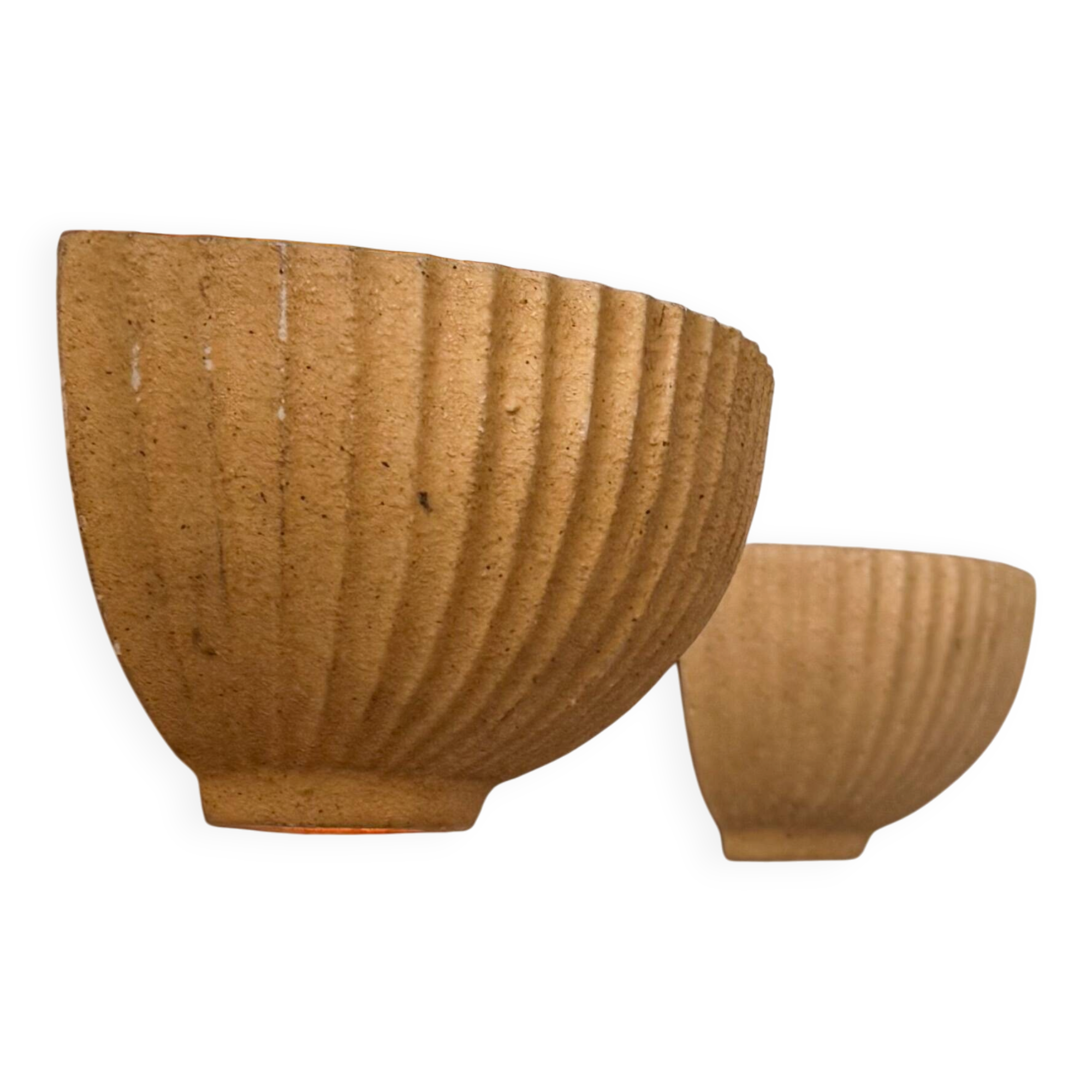 Pair of vintage beige ceramic wall lights, France, 1970.