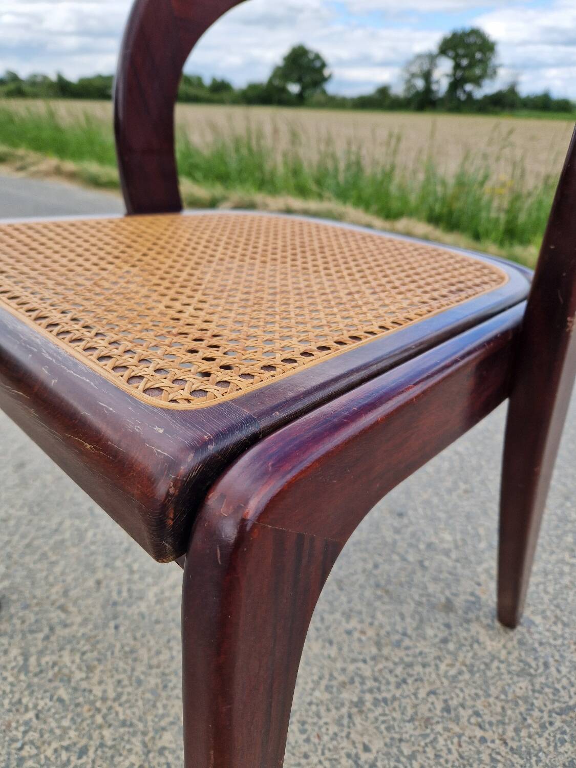 Baumann gondola chair in wood and cane