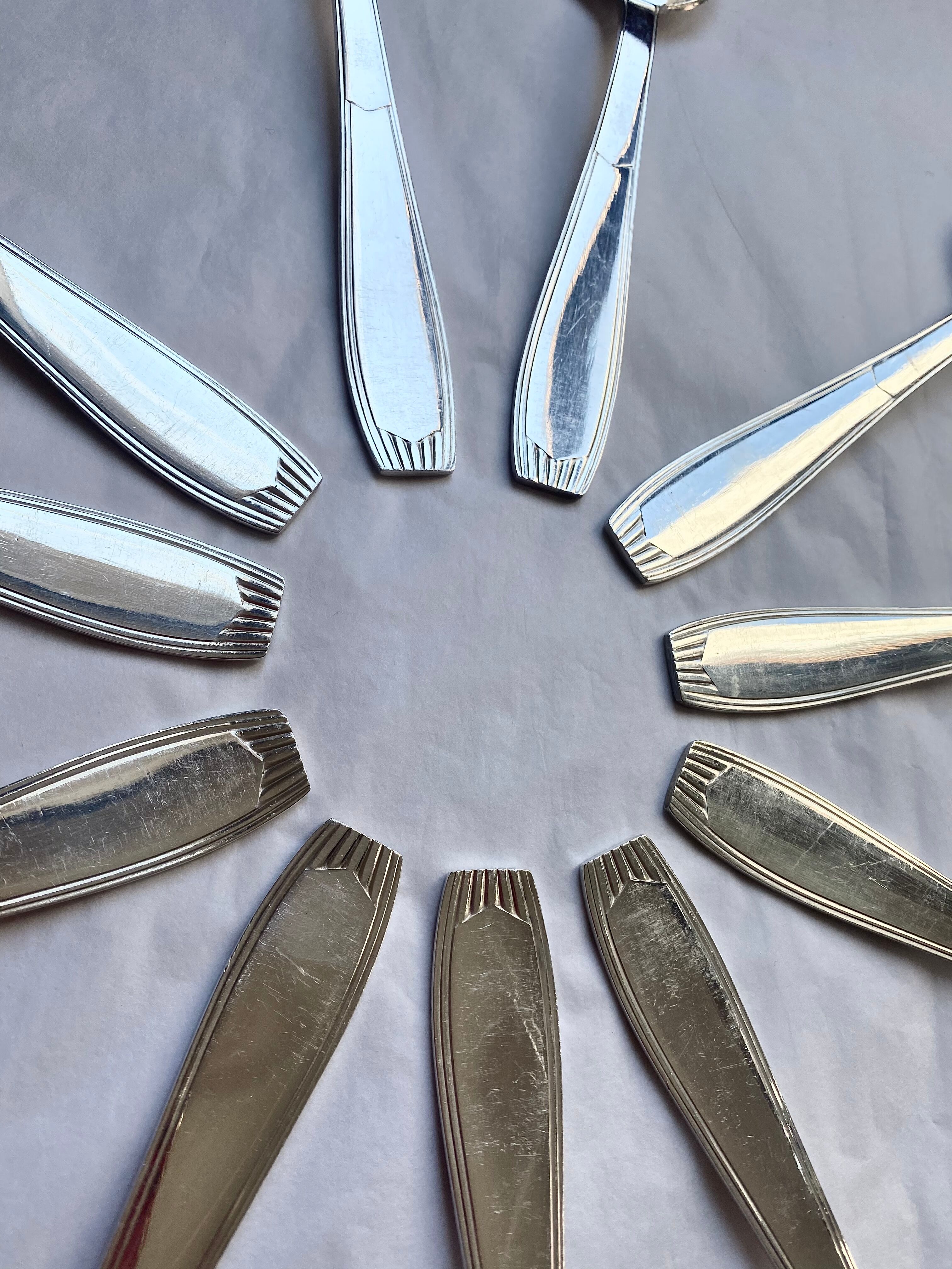 Christofle cutlery set - 11 fourchettes de table et 11 cuillères à soupe - Art déco - Métal argenté