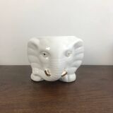 Cache pot éléphant vintage blanc et doré