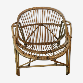 Armchair in rattan basket - vintage