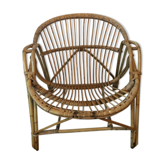 Armchair in rattan basket - vintage