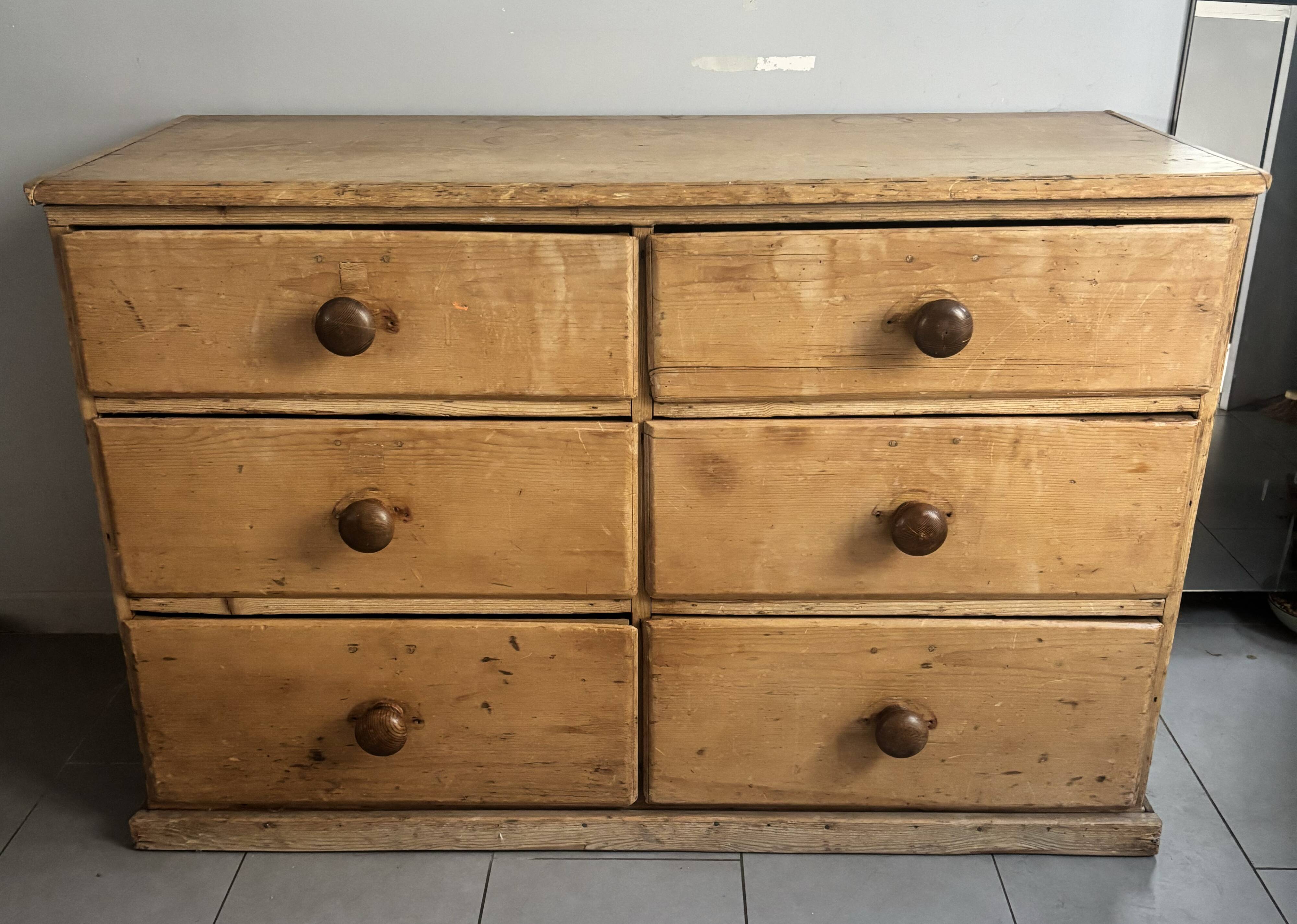 Vintage solid pine English trade counter furniture