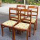 4 chaises en bois massif et tissu jaune fleurs Louis Philippe