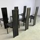 Vintage black leather dining chairs, set of 6, 1980s