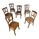 Lot de 6 anciennes chaises vintage bistrot des années 50 en bois