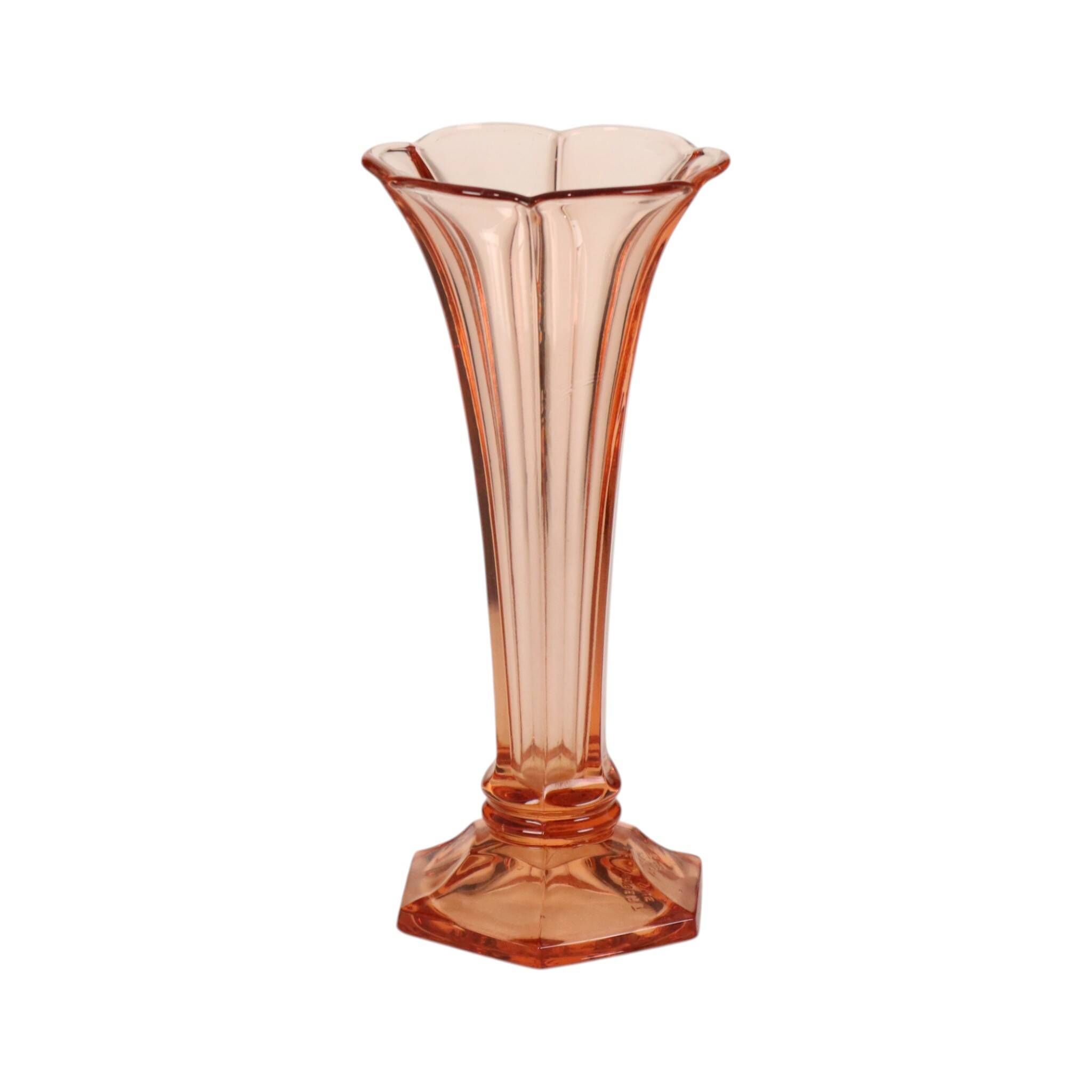 Pink Rosaline Art Deco Vase VSL Luxval Americain 23cm