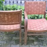 Braided rope and oak armchairs 50
