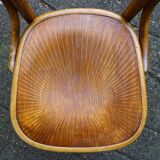 Set of 6 Fischel 1932 bistro chairs with exceptional wooden seats