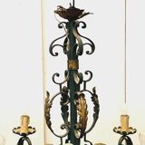 Louis XV style chandelier in wrought and hammered iron 20th century