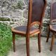 6 Louis XVI style chairs in solid beech and Cordovan leather, 1900