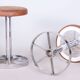 Pair of Bauhaus Chrome-Plated Steel Stools, Brown Leather, Czech, 1930-1939