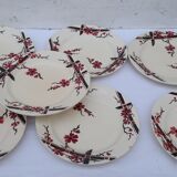 7 flat earthenware plates Moulin des loups & Hamage model Bagatelle diam 23.5 cm