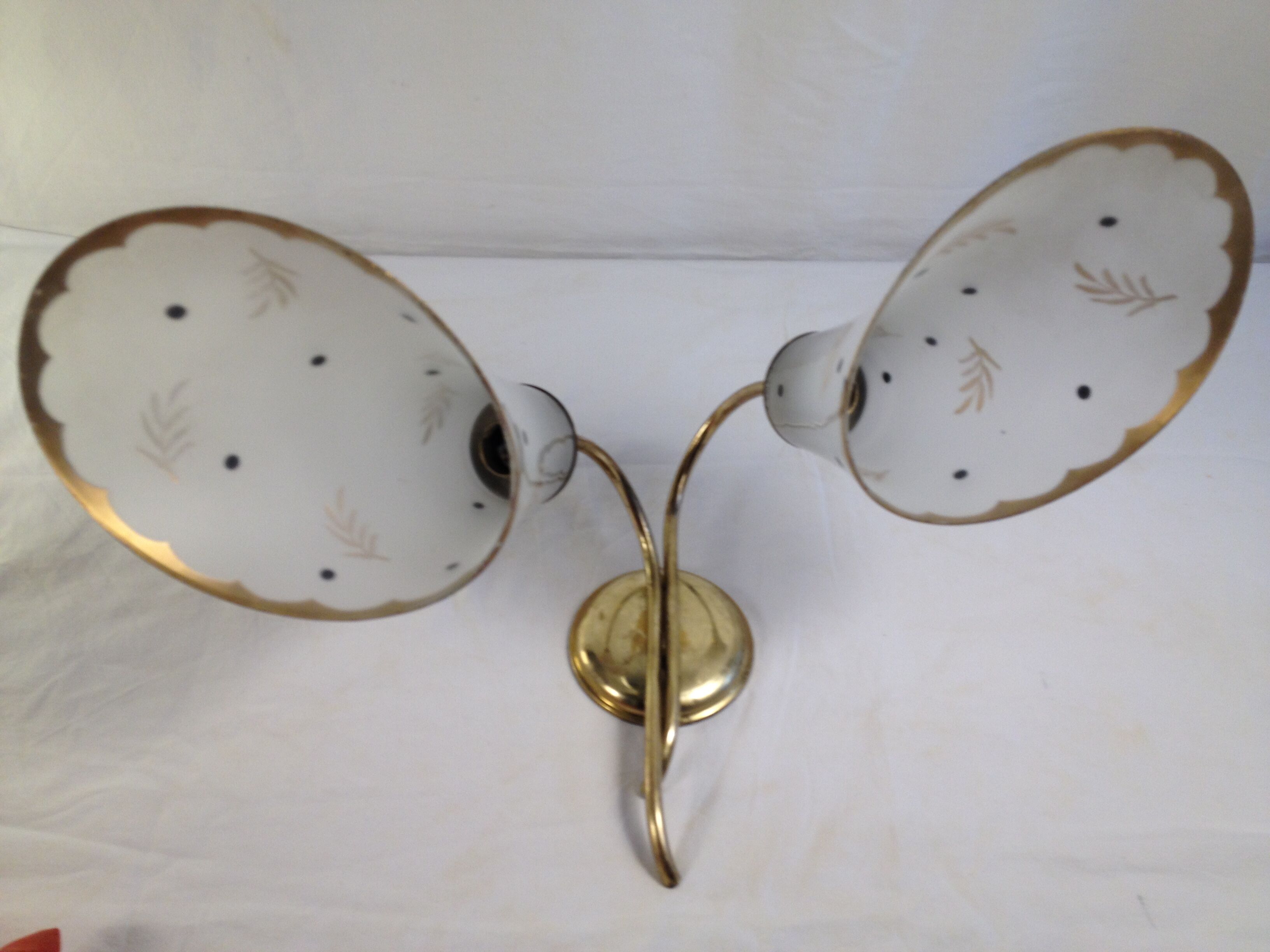 Tulip wall lamp 50s, Vintage, glass and brass