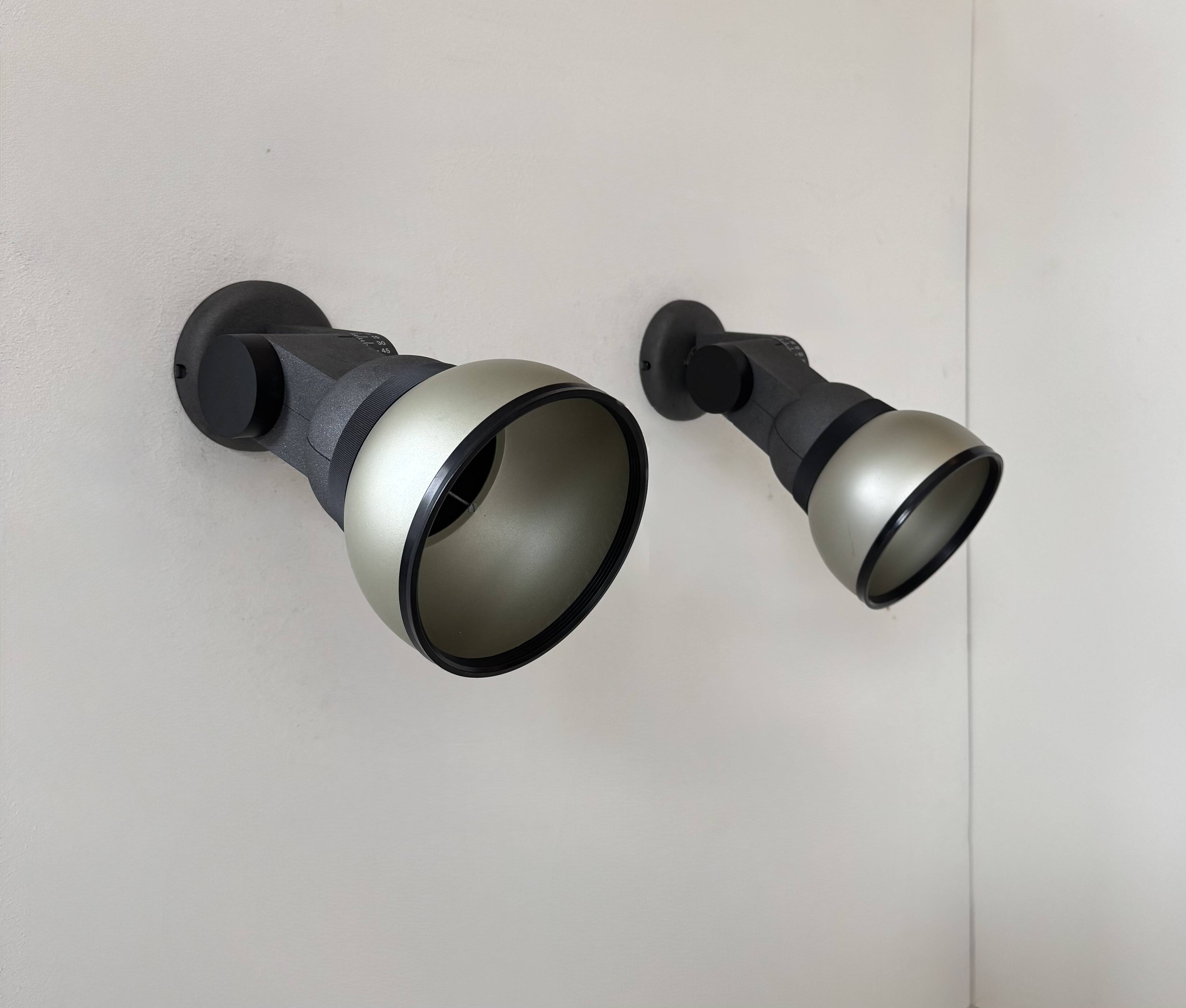 Pair of adjustable vintage wall lights, lacquered metal, Lita France 1980