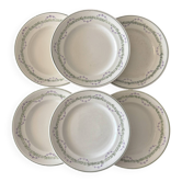 Set of 6 flat plates Longwy Loridan • French earthenware clay